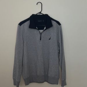 Nautica grey/navy three and a quarter zip up sweater